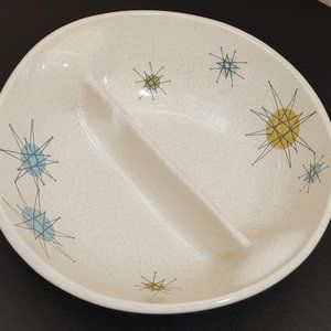 Franciscan Starburst Divided Serving Bowl, Gladding McBean pottery, Atomic Mid C